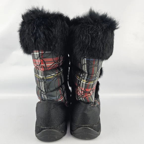 Coach Women's Jennie Q522 Signature Plaid Rabbit Fur Trimmed Winter Boots 10B - Picture 4 of 8